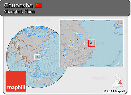 Gray Location Map of Chuansha, hill shading