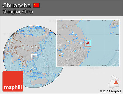 Gray Location Map of Chuansha, hill shading