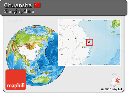 Physical Location Map of Chuansha, highlighted country