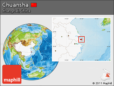 Physical Location Map of Chuansha, highlighted country