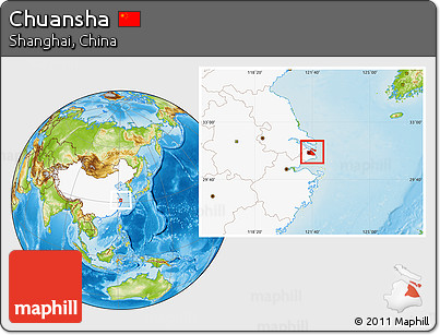 Physical Location Map of Chuansha, highlighted country