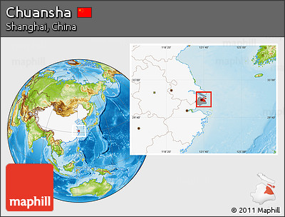 Physical Location Map of Chuansha, highlighted country, highlighted parent region