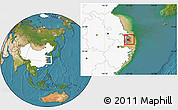 Satellite Location Map of Chuansha, highlighted country, highlighted parent region