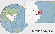 Savanna Style Location Map of Chuansha, highlighted country, highlighted parent region, hill shading