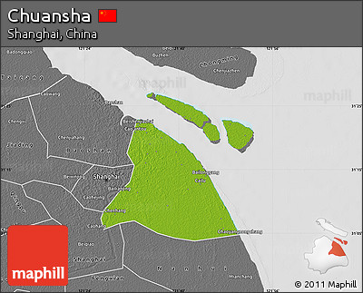Physical Map of Chuansha, desaturated