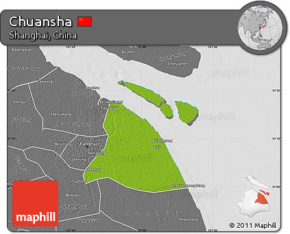 Physical Map of Chuansha, desaturated