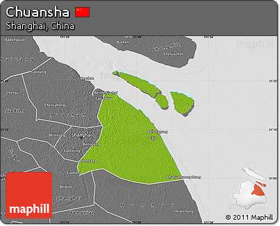 Physical Map of Chuansha, desaturated