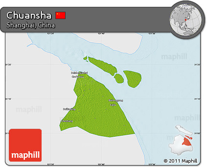 Physical Map of Chuansha, single color outside