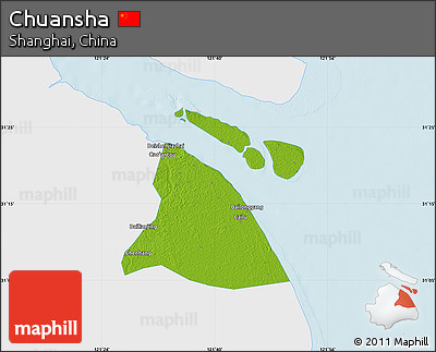 Physical Map of Chuansha, single color outside