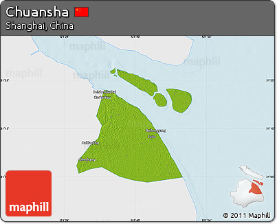 Physical Map of Chuansha, single color outside