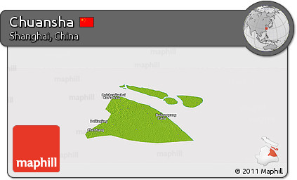 Physical Panoramic Map of Chuansha, cropped outside