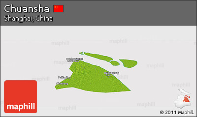 Physical Panoramic Map of Chuansha, cropped outside