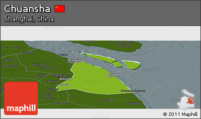 Physical Panoramic Map of Chuansha, darken