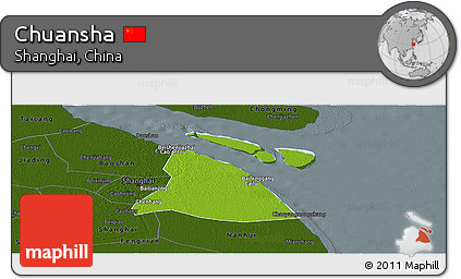 Physical Panoramic Map of Chuansha, darken