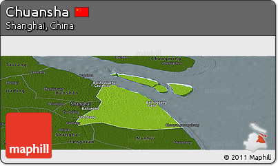Physical Panoramic Map of Chuansha, darken