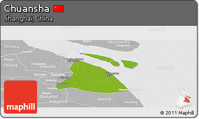 Physical Panoramic Map of Chuansha, lighten, desaturated
