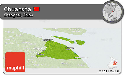 Physical Panoramic Map of Chuansha, lighten