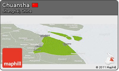 Physical Panoramic Map of Chuansha, lighten, semi-desaturated