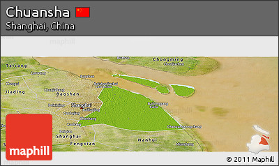 Physical Panoramic Map of Chuansha, satellite outside