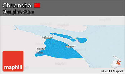 Political Panoramic Map of Chuansha, single color outside
