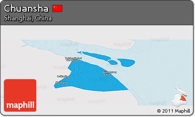 Political Panoramic Map of Chuansha, single color outside