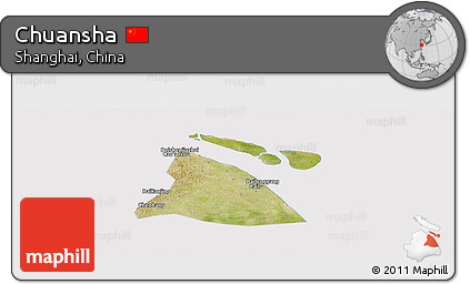 Satellite Panoramic Map of Chuansha, cropped outside