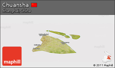 Satellite Panoramic Map of Chuansha, cropped outside