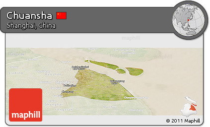 Satellite Panoramic Map of Chuansha, lighten