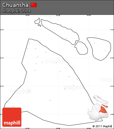 Blank Simple Map of Chuansha, cropped outside, no labels