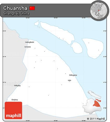 Silver Style Simple Map of Chuansha, single color outside