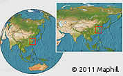 Satellite Location Map of Shanghai, within the entire country