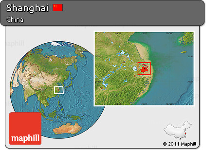 Satellite Location Map of Shanghai