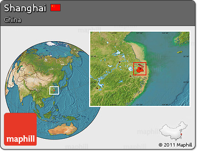 Satellite Location Map of Shanghai