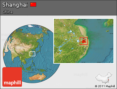 Satellite Location Map of Shanghai