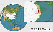 Satellite Location Map of Shanghai, highlighted country