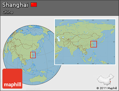 Savanna Style Location Map of Shanghai, within the entire country