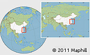 Savanna Style Location Map of Shanghai, highlighted country, within the entire country