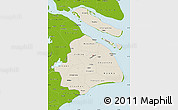 Shaded Relief Map of Shanghai, physical outside