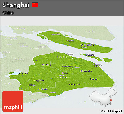 Physical Panoramic Map of Shanghai, lighten