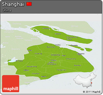 Physical Panoramic Map of Shanghai, lighten