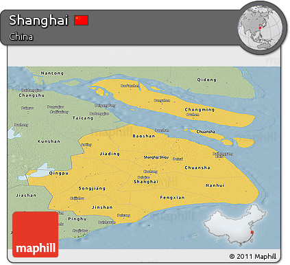 Savanna Style Panoramic Map of Shanghai