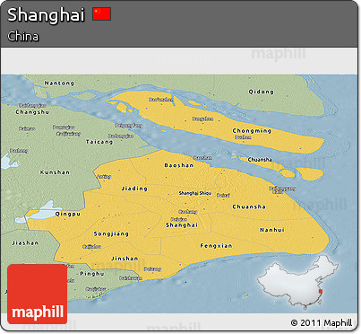 Savanna Style Panoramic Map of Shanghai