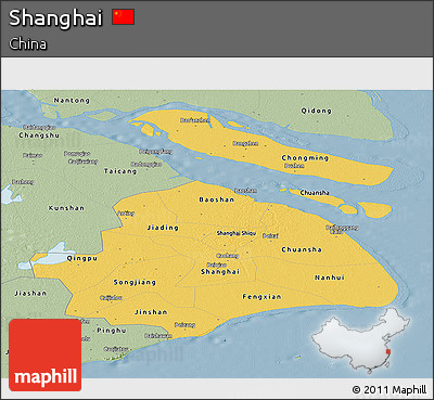 Savanna Style Panoramic Map of Shanghai