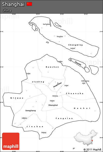 Blank Simple Map of Shanghai, cropped outside