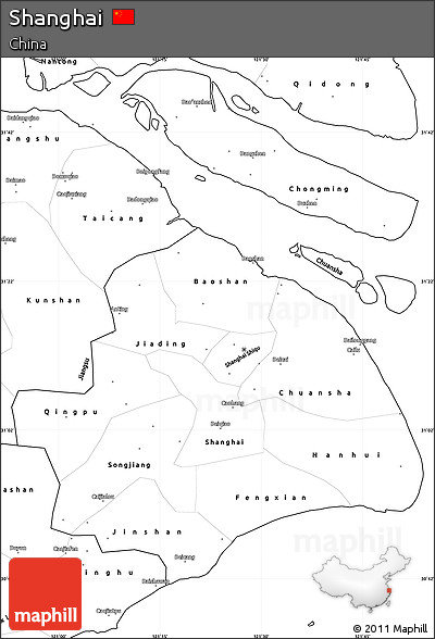 Blank Simple Map of Shanghai
