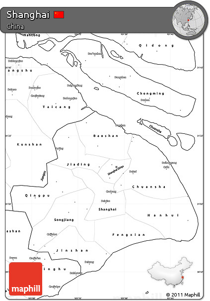 Blank Simple Map of Shanghai