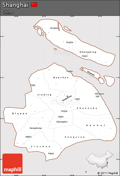 Classic Style Simple Map of Shanghai, cropped outside