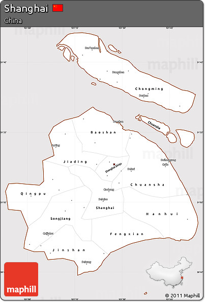Classic Style Simple Map of Shanghai, cropped outside