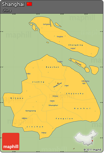 Savanna Style Simple Map of Shanghai, cropped outside