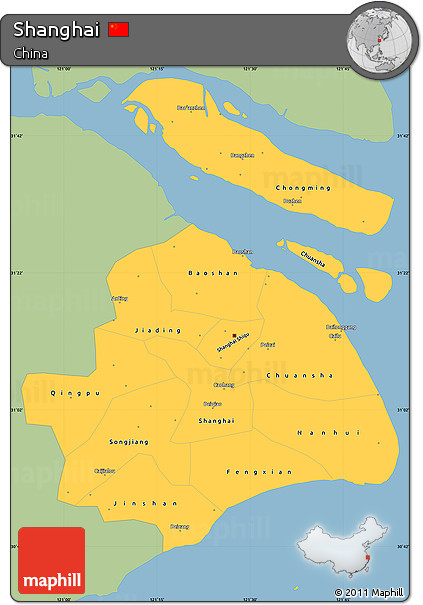 Savanna Style Simple Map of Shanghai, single color outside